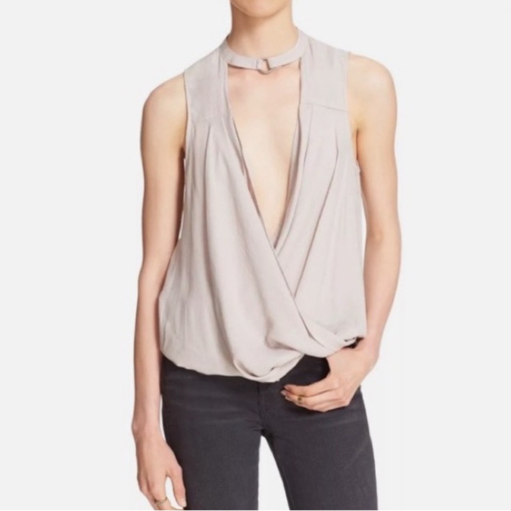 Free People So Fine Taupe Wrap Choker Top